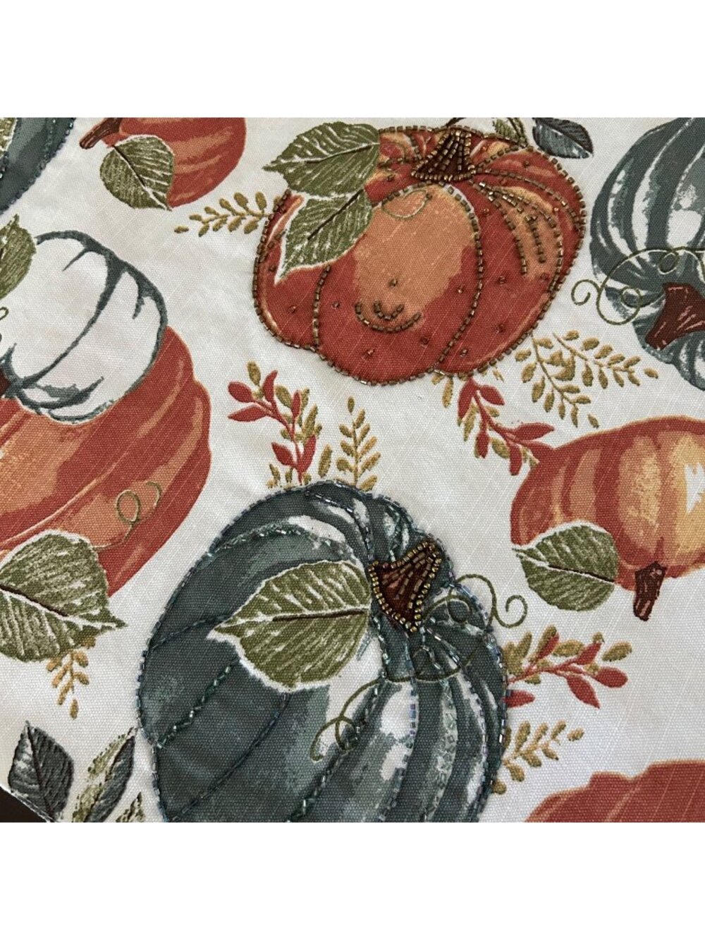 Rachel Zoe Table Runner Pumpkins Fall Autumn Festive Decor Beaded